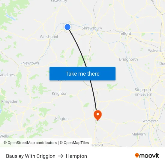 Bausley With Criggion to Hampton map