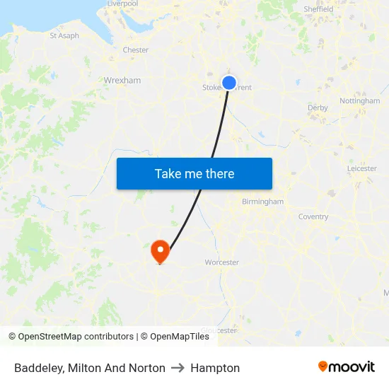 Baddeley, Milton And Norton to Hampton map