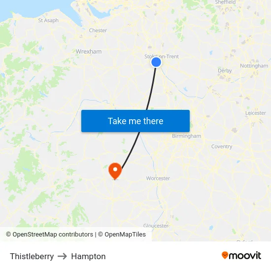 Thistleberry to Hampton map