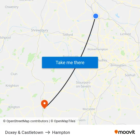 Doxey & Castletown to Hampton map