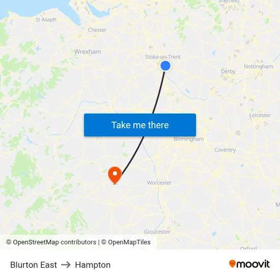 Blurton East to Hampton map