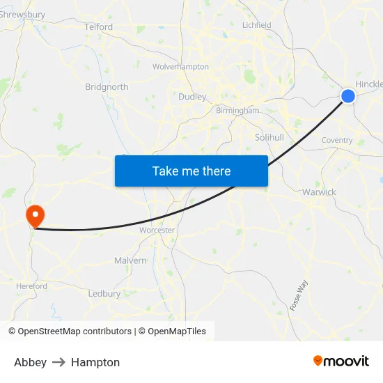 Abbey to Hampton map