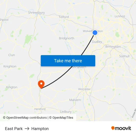 East Park to Hampton map