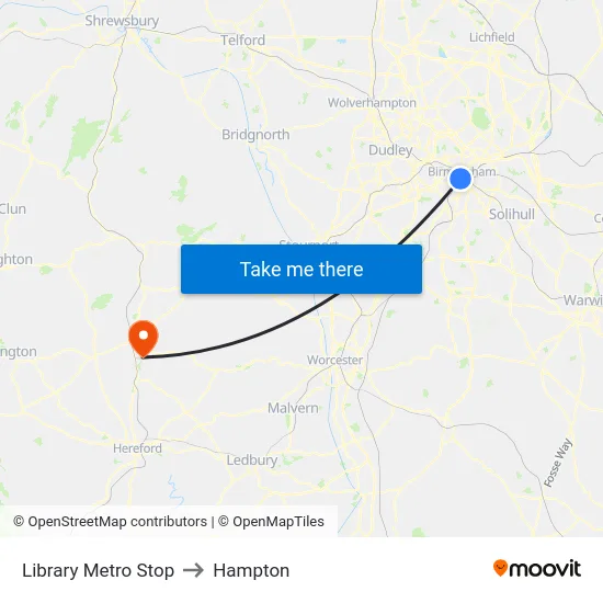 Library Metro Stop to Hampton map