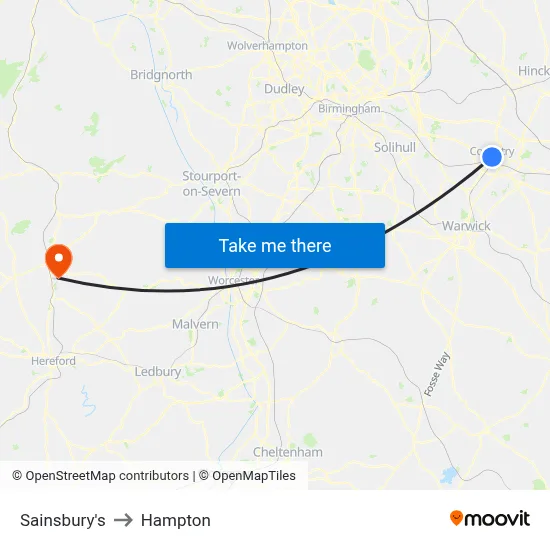 Sainsbury's to Hampton map