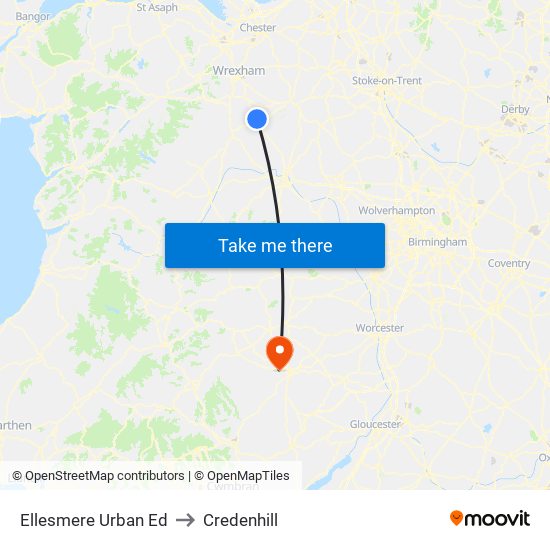 Ellesmere Urban Ed to Credenhill map