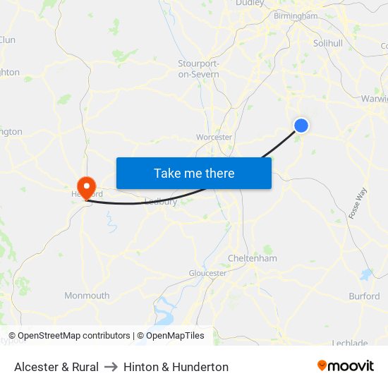 Alcester & Rural to Hinton & Hunderton map