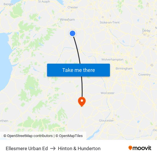 Ellesmere Urban Ed to Hinton & Hunderton map