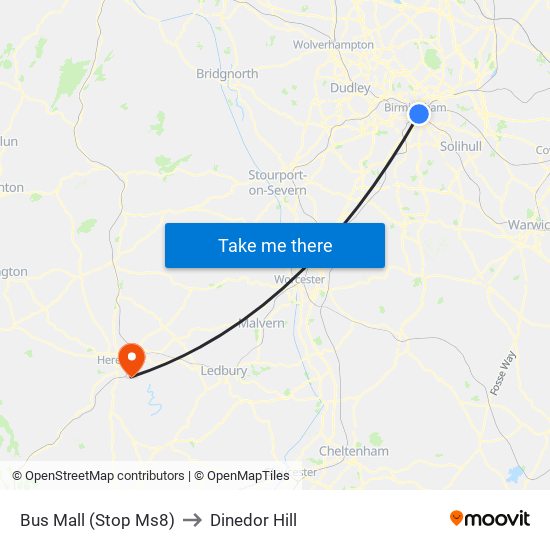 Bus Mall (Stop Ms8) to Dinedor Hill map