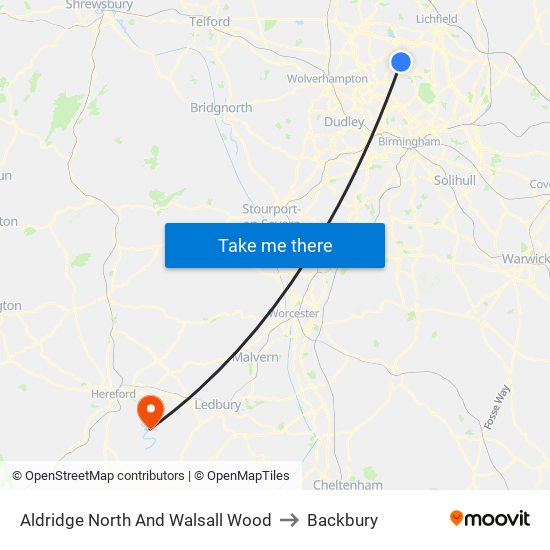 Aldridge North And Walsall Wood to Backbury map