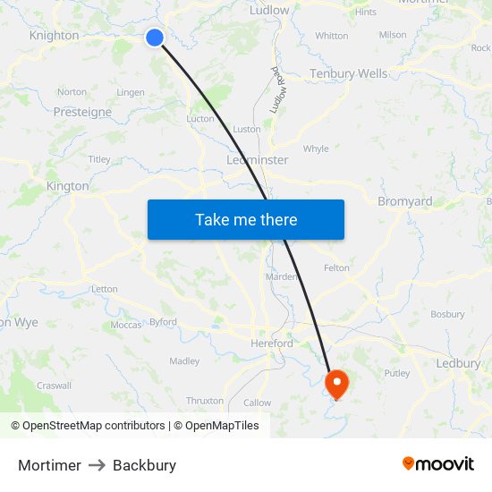 Mortimer to Backbury map