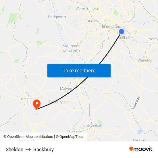 Sheldon to Backbury map