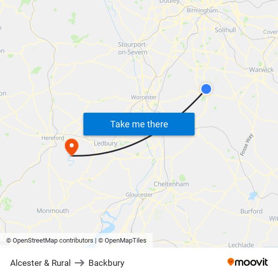 Alcester & Rural to Backbury map