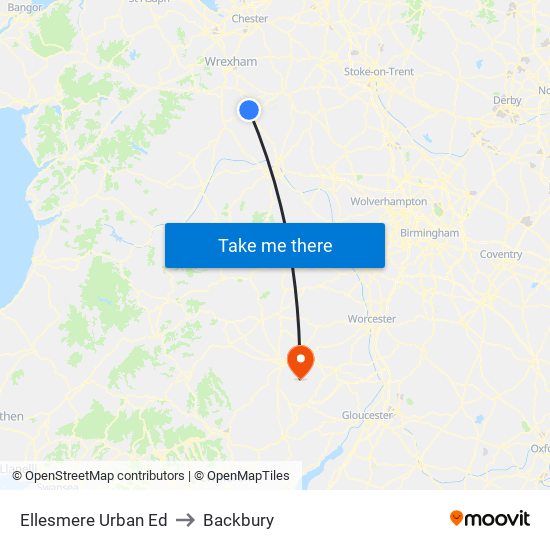 Ellesmere Urban Ed to Backbury map