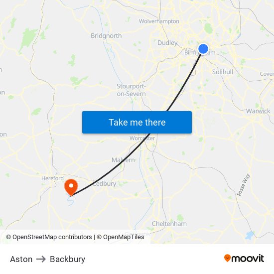 Aston to Backbury map