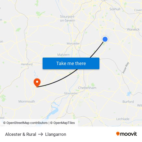 Alcester & Rural to Llangarron map