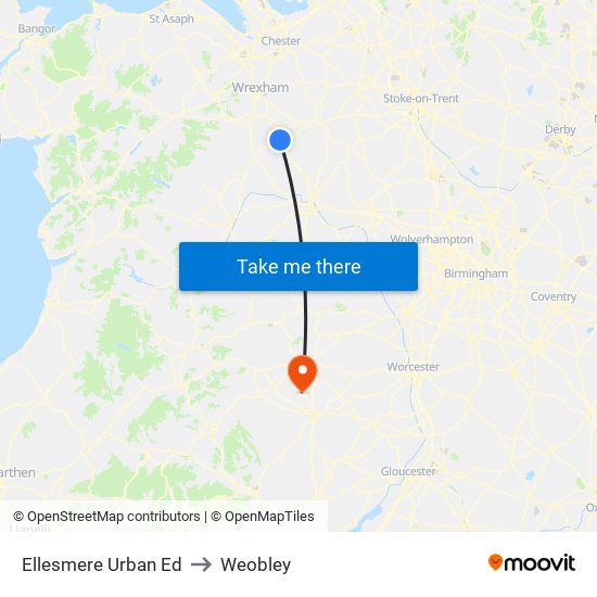 Ellesmere Urban Ed to Weobley map