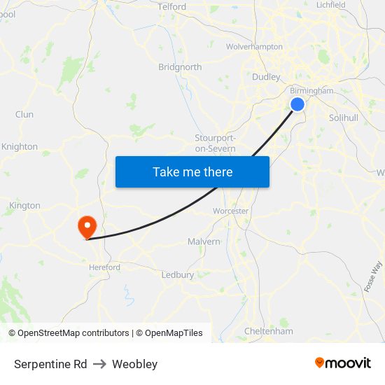 Serpentine Rd to Weobley map