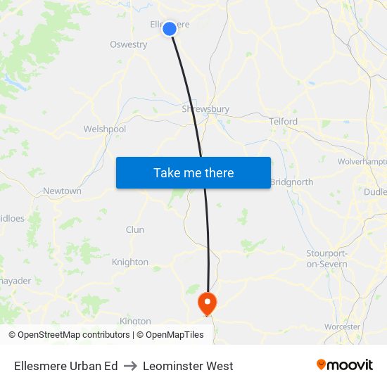 Ellesmere Urban Ed to Leominster West map