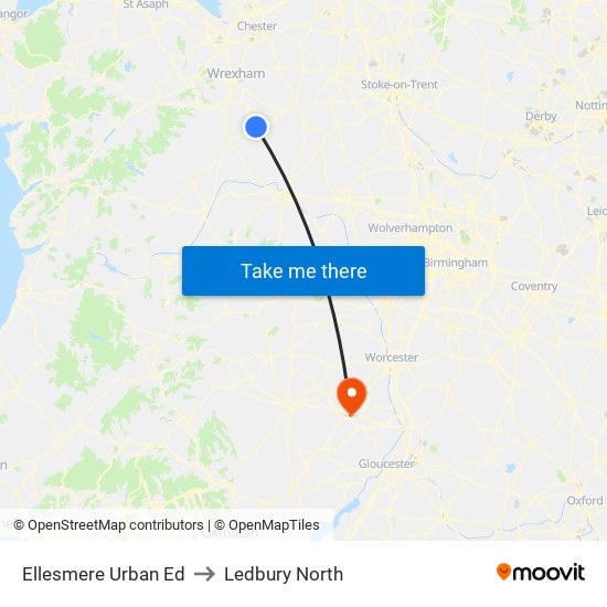 Ellesmere Urban Ed to Ledbury North map