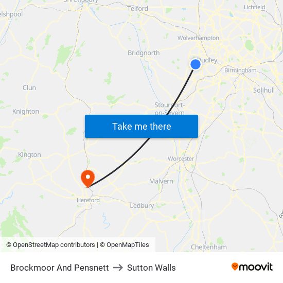 Brockmoor And Pensnett to Sutton Walls map