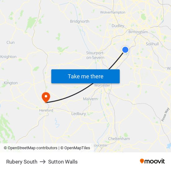 Rubery South to Sutton Walls map