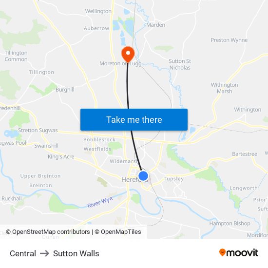 Central to Sutton Walls map