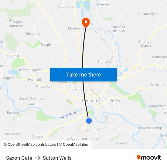 Saxon Gate to Sutton Walls map