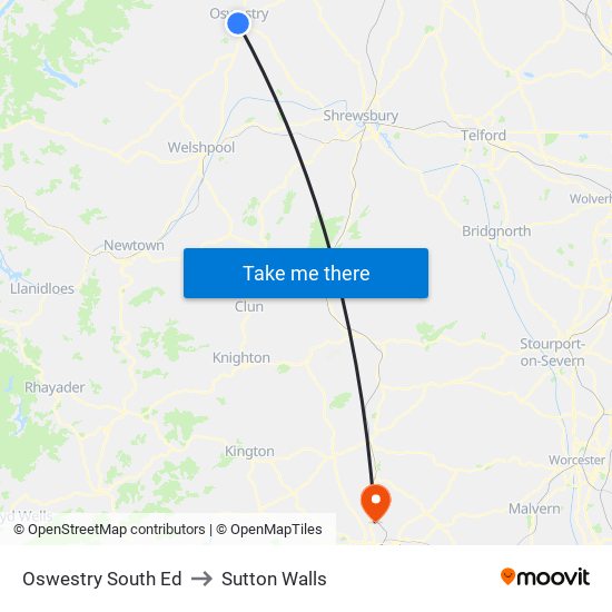 Oswestry South Ed to Sutton Walls map