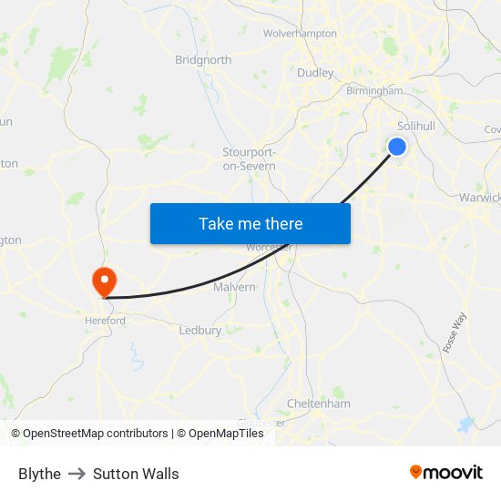 Blythe to Sutton Walls map