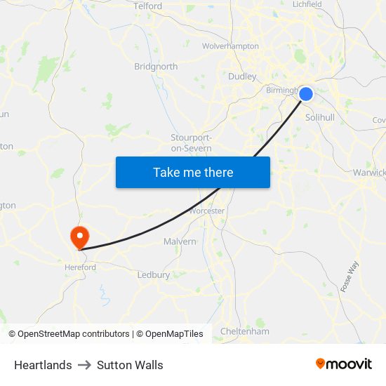 Heartlands to Sutton Walls map