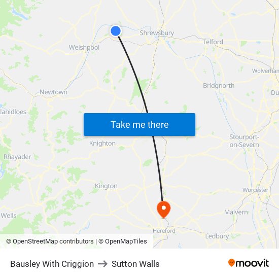 Bausley With Criggion to Sutton Walls map