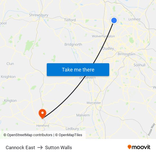 Cannock East to Sutton Walls map