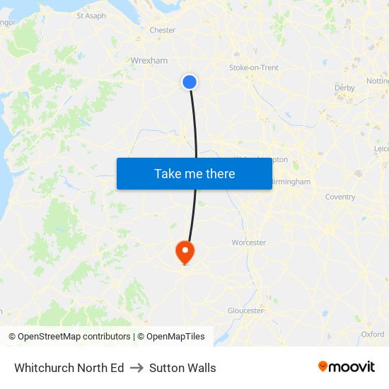 Whitchurch North Ed to Sutton Walls map