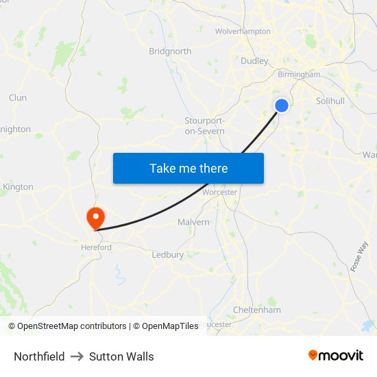 Northfield to Sutton Walls map