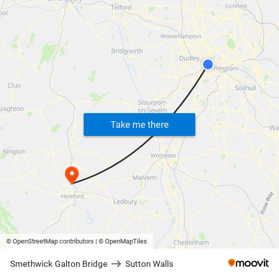 Smethwick Galton Bridge to Sutton Walls map