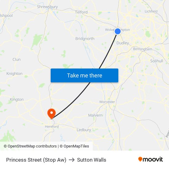 Princess Street (Stop Aw) to Sutton Walls map