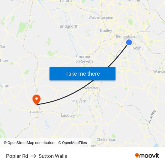 Poplar Rd to Sutton Walls map