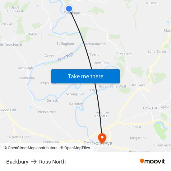 Backbury to Ross North map