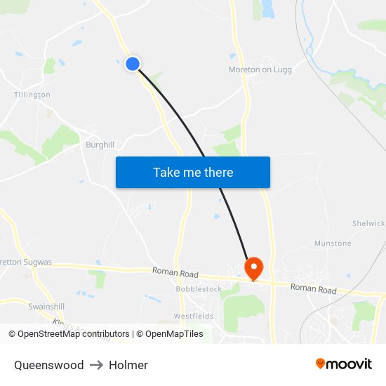 Queenswood to Holmer map