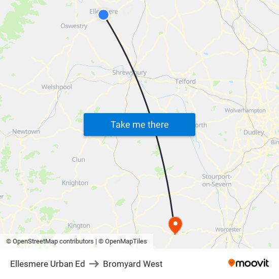 Ellesmere Urban Ed to Bromyard West map