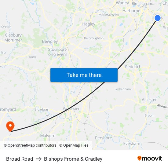 Broad Road to Bishops Frome & Cradley map