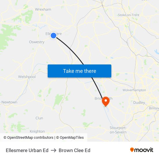 Ellesmere Urban Ed to Brown Clee Ed map
