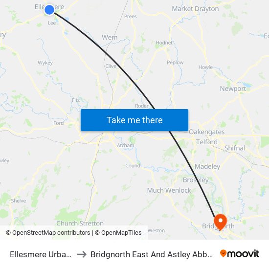 Ellesmere Urban Ed to Bridgnorth East And Astley Abbotts Ed map