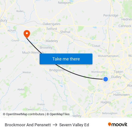 Brockmoor And Pensnett to Severn Valley Ed map