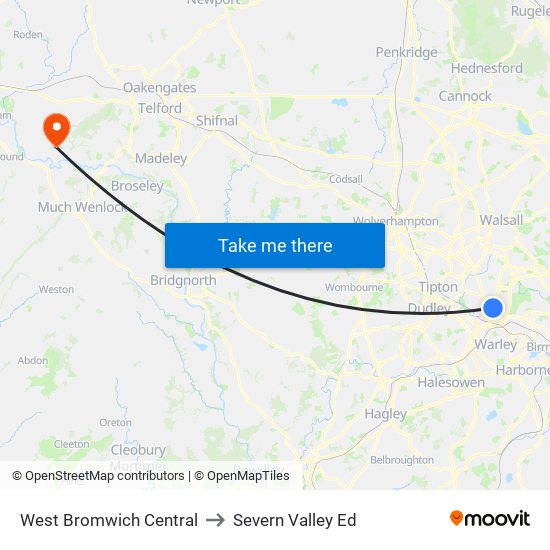 West Bromwich Central to Severn Valley Ed map