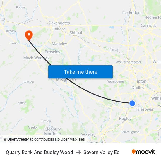 Quarry Bank And Dudley Wood to Severn Valley Ed map