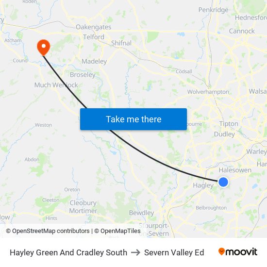 Hayley Green And Cradley South to Severn Valley Ed map