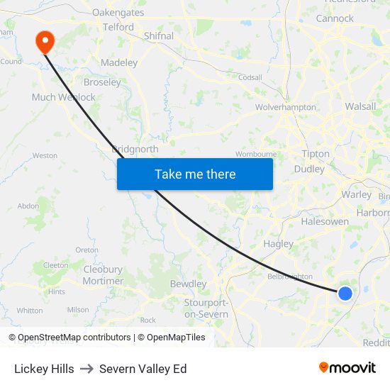 Lickey Hills to Severn Valley Ed map