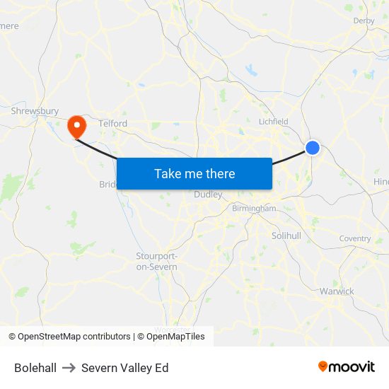 Bolehall to Severn Valley Ed map
